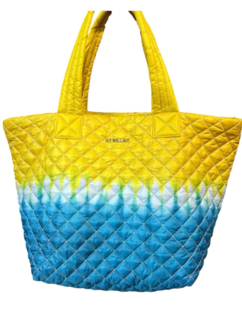 MZ WALLACE Medium Nylon Tote Bag Yellow Blue